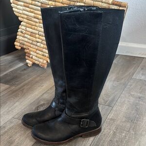 Black Leather Knee-High Boots